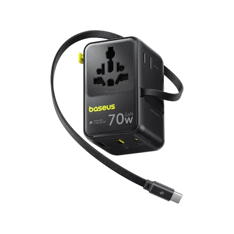 Baseus EnerCore CG11 70W GaN Universal Travel Adapter with Retractable Cable