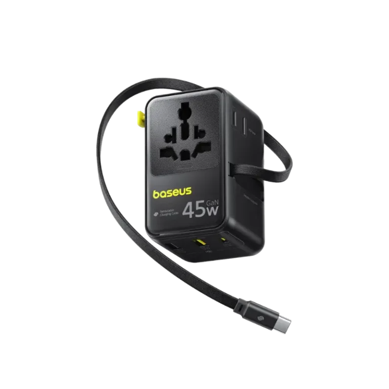 Baseus PicoGo AG11 45W GaN Universal Travel Adapter with Retractable Cable