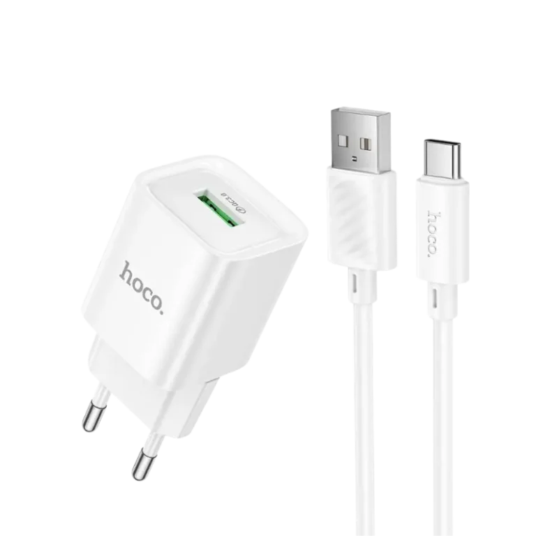 Hoco C145A QC 18W Mini Charger with USB-A to Type-C Cable