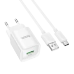 Hoco C145A QC 18W Mini Charger with USB-A to Type-C Cable