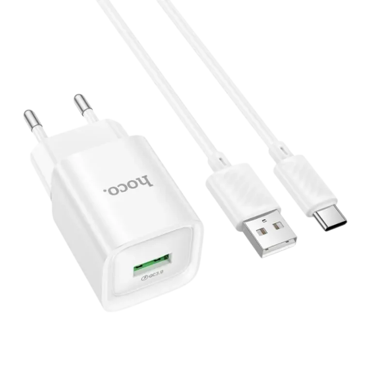 Hoco C145A QC 18W Mini Charger with USB-A to Type-C Cable