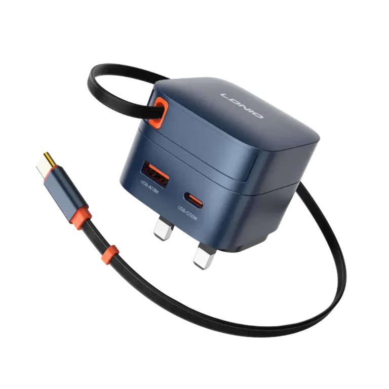 LDNIO Q10 65W GaN Fast Charger with 80cm Retractable Cable