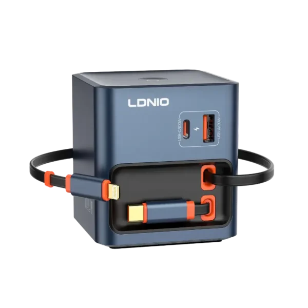 LDNIO Q16 100W GaN Desktop Charger 4-Port with Retractable Cables