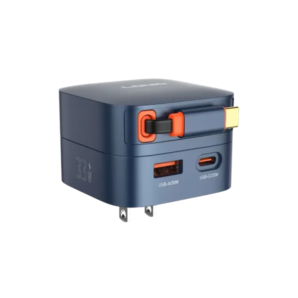 LDNIO Q9 33W Safe PD Fast Charger with Retractable Type-C Cable