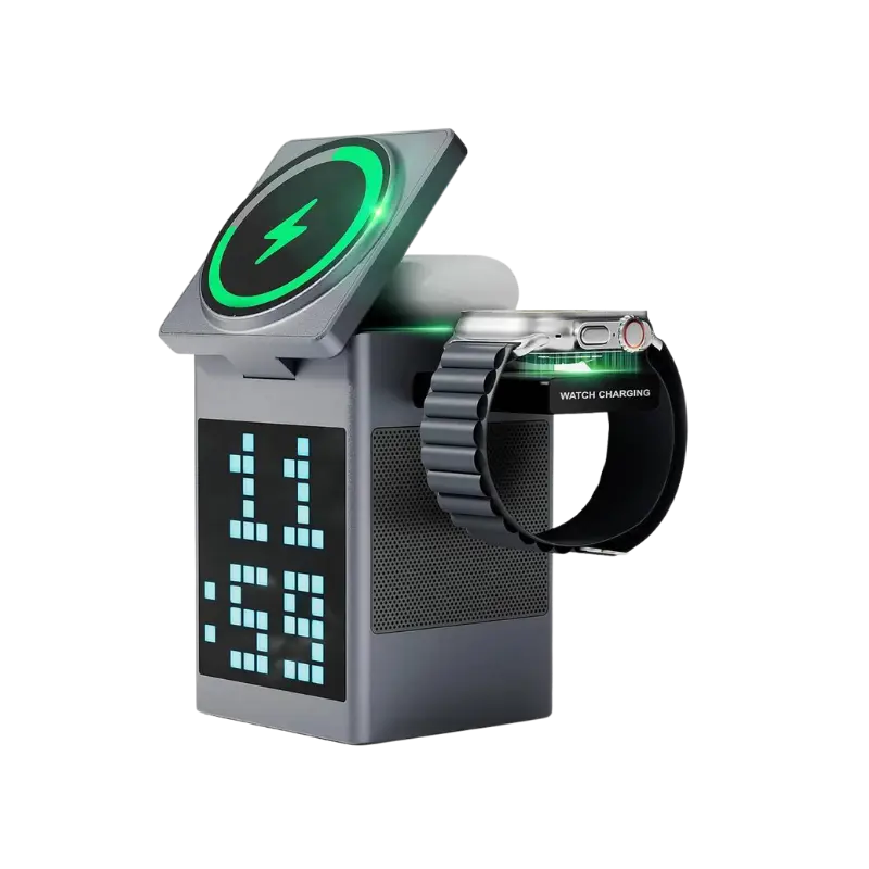 Valdus S5 Pixel Dock 5-in-1 Wireless Charger with Speaker and Clock